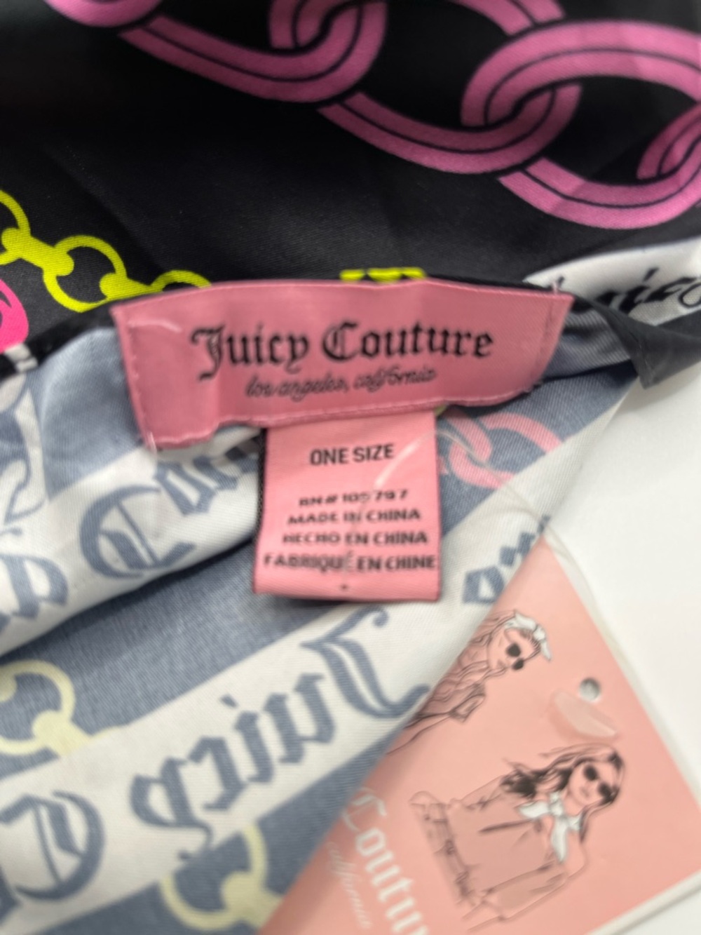 Juicy Couture Black Scarf with Neon Chain Print - Picture 10 of 15
